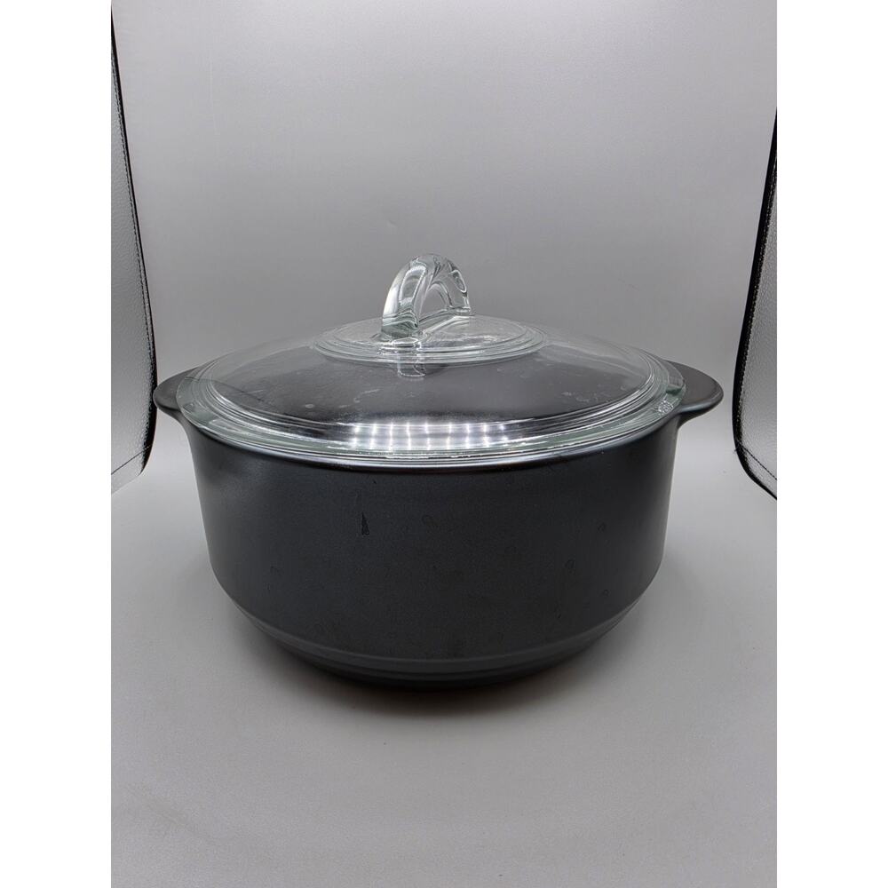 Pampered Chef Rockcrok 4 Qt Dutch Oven Rock Crock with Glass Lid Pot Black